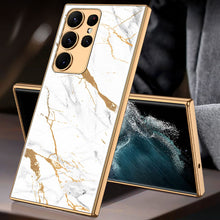 Load image into Gallery viewer, Marble Pattern Electroplated Glass Phone Case For iPhone

