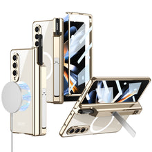 Load image into Gallery viewer, Magnetic Magsafe Wireless Charge Electroplated Pen Box Bracket Phone Case For Samsung Galaxy Z Fold 4 5G
