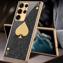 Load image into Gallery viewer, Poker Pattern Electroplated Glass Phone Case For iPhone
