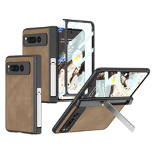 Load image into Gallery viewer, Magnetic Folding Hinge All-inclusive Leather Case With Tempered Film For Google Pixel Fold With Damped folding Bracket
