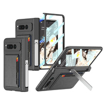 Load image into Gallery viewer, Magnetic Folding All-inclusive Leather Case With Tempered Film For Google Pixel Fold With Damped Folding Bracket &amp; Card Holder
