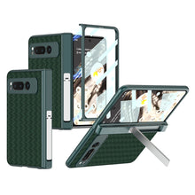 Load image into Gallery viewer, Magnetic All-inclusive Woven Pattern Case With Tempered Film For Google Pixel Fold With Damped Folding Bracket
