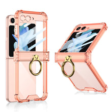 Load image into Gallery viewer, Soft Clear Airbag Ring Hinge Phone Case For Samsung Galaxy Z Flip5 Flip4 Flip3 - mycasety2023 Mycasety
