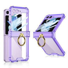 Load image into Gallery viewer, Soft Clear Airbag Ring Hinge Phone Case For Samsung Galaxy Z Flip5 Flip4 Flip3 - mycasety2023 Mycasety
