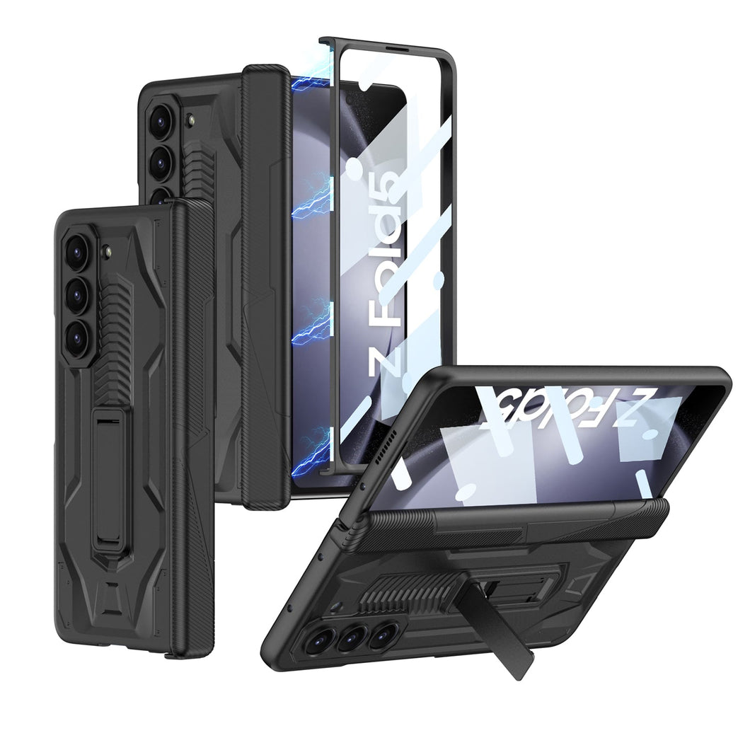 Magnetic Armor All-included Hinge Holder Case With Back Screen Protector For Samsung Galaxy Z Fold5 Fold4 Fold3 - mycasety2023 Mycasety