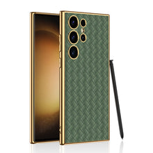 Load image into Gallery viewer, Woven Texture Electroplated Leather Phone Case For Samsung S24 S23 Ultra Plus
