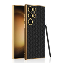 Load image into Gallery viewer, Woven Texture Electroplated Leather Phone Case For Samsung S24 S23 Ultra Plus
