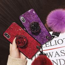 Load image into Gallery viewer, Hair Ball Airbag Bracket Diamond Huawei iPhone Samsung Case
