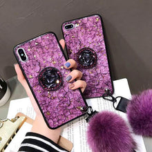 Load image into Gallery viewer, Hair Ball Airbag Bracket Diamond Huawei iPhone Samsung Case
