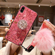 Load image into Gallery viewer, Hair Ball Airbag Bracket Diamond iPhone Case
