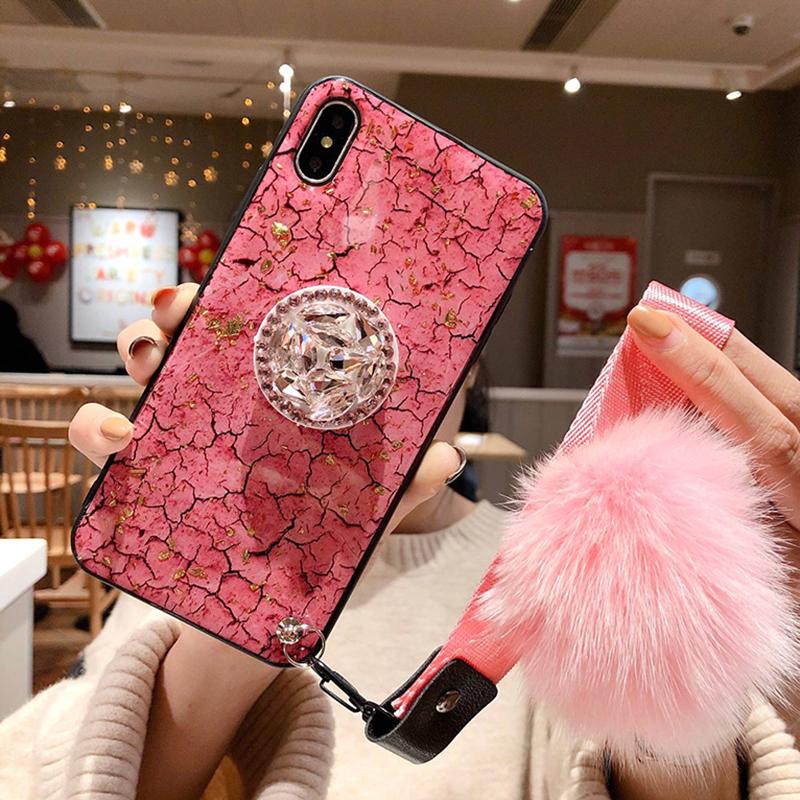 Hair Ball Airbag Bracket Diamond Huawei iPhone Samsung Case