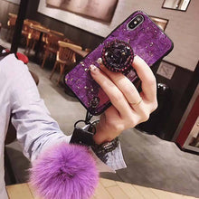 Load image into Gallery viewer, Hair Ball Airbag Bracket Diamond iPhone Case
