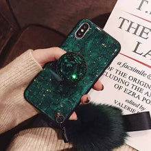 Load image into Gallery viewer, Hair Ball Airbag Bracket Diamond Huawei iPhone Samsung Case
