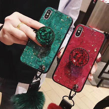 Load image into Gallery viewer, Hair Ball Airbag Bracket Diamond iPhone Case
