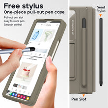 Load image into Gallery viewer, Leather Anti-fall Protective Pen Slot Phone Case With Front Protection Film &amp; Stylus For Samsung Galaxy Z Fold5 Fold4
