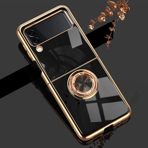 Luxury Electroplating Magnetic Ring Bracket Protective Cover for Samsung Galaxy Z Flip 3 pphonecover