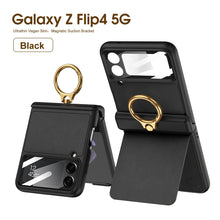 Load image into Gallery viewer, Magnetic Hinge Ring Bracket Leather Case For Samsung Galaxy Z Flip4 5G
