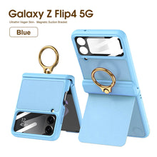 Load image into Gallery viewer, Magnetic Hinge Ring Bracket Leather Case For Samsung Galaxy Z Flip4 5G
