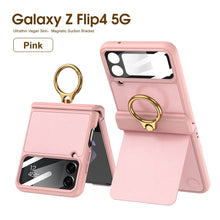 Load image into Gallery viewer, Magnetic Hinge Ring Bracket Leather Case For Samsung Galaxy Z Flip4 5G
