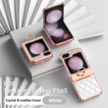 Load image into Gallery viewer, Lyxury Crystal Leather Ring Holder Protective Phone Case For Samsung Galaxy Z Flip 5/4/3 - mycasety2023 Mycasety
