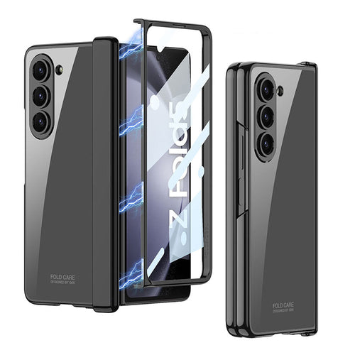 Electroplated Transparent Magnetic Hinge All-included Phone Case With Back Screen Protector For Samsung Galaxy Z Fold5 Fold4 - mycasety2023 Mycasety