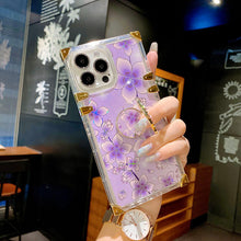 Load image into Gallery viewer, 2021 Luxury Laser Flower Pattern Ring Holder Protective Case For iPhone

