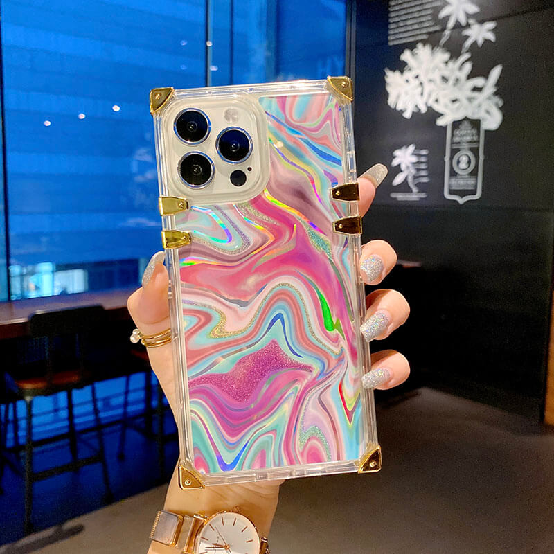 2021 Luxury Laser Marble Pattern Baldric Protective Cover For iPhone