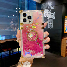 Load image into Gallery viewer, 2021 Luxury Clear Laser Marble Pattern Ring Holder Protective Case For iPhone
