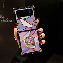 Load image into Gallery viewer, Luxury Rhombus Pattern Ring Holder Protective Case For Samsung Galaxy Z Flip4 Flip3 5G pphonecover
