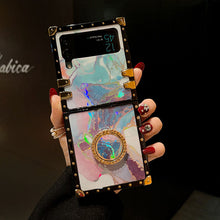Load image into Gallery viewer, Luxury Laser Marble Pattern Ring Holder Protective Case For Samsung Galaxy Z Flip4 Flip3 5G pphonecover
