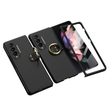 Load image into Gallery viewer, Luxury Leather Carbon Fiber Plating Case For Samsung Galaxy Z Fold3 Fold2 With Tempered Glass Screen
