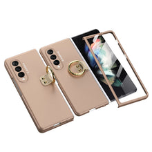 Load image into Gallery viewer, Luxury Leather Carbon Fiber Plating Case For Samsung Galaxy Z Fold3 Fold2 With Tempered Glass Screen
