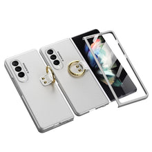 Load image into Gallery viewer, Luxury Leather Carbon Fiber Plating Case For Samsung Galaxy Z Fold3 Fold2 With Tempered Glass Screen
