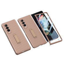 Load image into Gallery viewer, Luxury Leather Carbon Fiber Plating Case For Samsung Galaxy Z Fold3 Fold2 With Tempered Glass Screen
