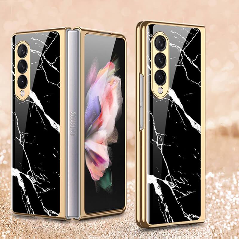 Natural Marble Glass Case For Samsung Galaxy Z Fold 3 5G