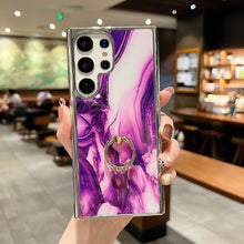 Load image into Gallery viewer, Electroplating Marble Pattern Phone Case With Ring Bracket For Samsung - mycasety2023 Mycasety
