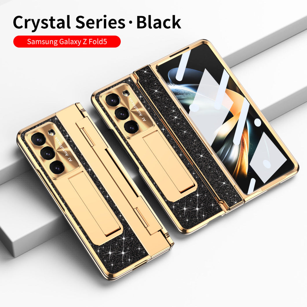 Luxury Crystal Cover Magnetic Bracket Protective Phone Case For Samsung Galaxy Z Fold 3/4/5 With Back Screen Glass - mycasety2023 Mycasety