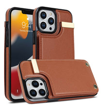 Load image into Gallery viewer, Luxurious Leather Card Holder Anti-fall Protective iPhone Case
