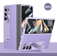 Load image into Gallery viewer, Leather Galaxy Z Fold5 Case with Front Screen Protector With Hidden Kick-Stand - mycasety2023 Mycasety
