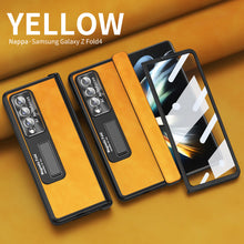 Load image into Gallery viewer, Luxury Nappa Leather Cover Magnetic Hinge Folding Shell Case For Samsung Galaxy Z Fold3 Fold4 5G With Screen Protector
