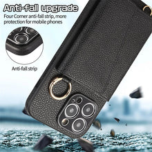 Load image into Gallery viewer, Luxurious Leather Card Holder Anti-fall Protective iPhone Case With Lanyard
