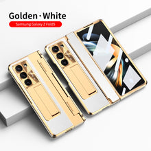 Load image into Gallery viewer, Plating Leather Galaxy Z Fold5 Fold4 Fold3 Case with Front Screen Protector &amp; Flat Hinge Protection &amp; Hidden Stand - mycasety2023 Mycasety
