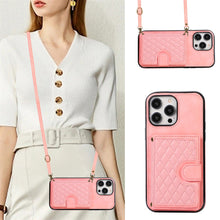 Load image into Gallery viewer, Luxurious Leather Card Holder Anti-fall Protective iPhone Case With Lanyard
