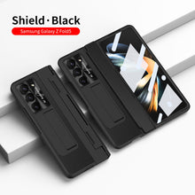 Load image into Gallery viewer, Plating Leather Galaxy Z Fold5 Fold4 Fold3 Case with Front Screen Protector &amp; Flat Hinge Protection &amp; Hidden Stand - mycasety2023 Mycasety
