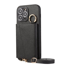 Load image into Gallery viewer, Luxurious Leather Card Holder Anti-fall Protective iPhone Case With Lanyard
