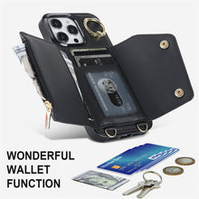 Load image into Gallery viewer, Luxurious Leather Card Holder Anti-fall Protective iPhone Case With Lanyard
