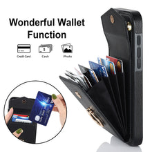 Load image into Gallery viewer, Luxurious Leather Card Holder Anti-fall Protective iPhone Case With Wrist Strap
