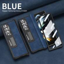 Load image into Gallery viewer, Luxury Nappa Leather Cover Magnetic Hinge Folding Shell Case For Samsung Galaxy Z Fold3 Fold4 5G With Screen Protector
