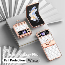 Load image into Gallery viewer, Luxury Leather Ring Holder Phone Case For Samsung Galaxy Z Flip5 Flip4 Flip3 - mycasety2023 Mycasety
