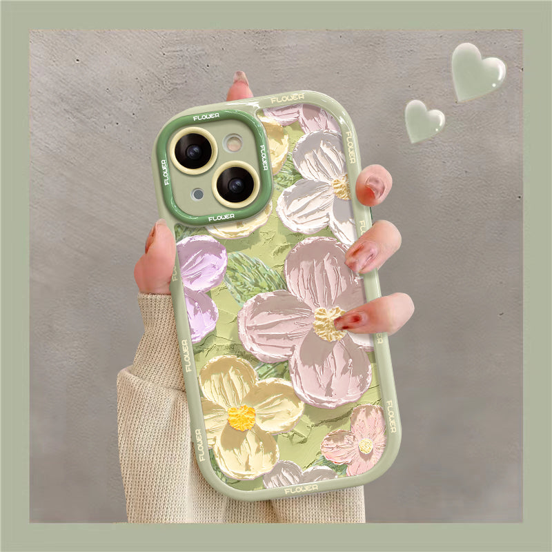 Oil Painting Flower iPhone Cream Case - mycasety2023 Mycasety